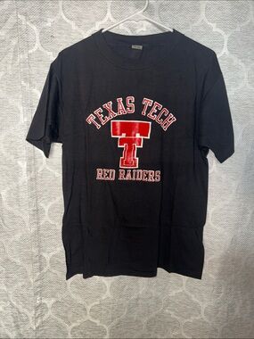 VTG 80s Texas Tech Red Raiders T Shirt Deadstock Single Stitch Artex Cotton L